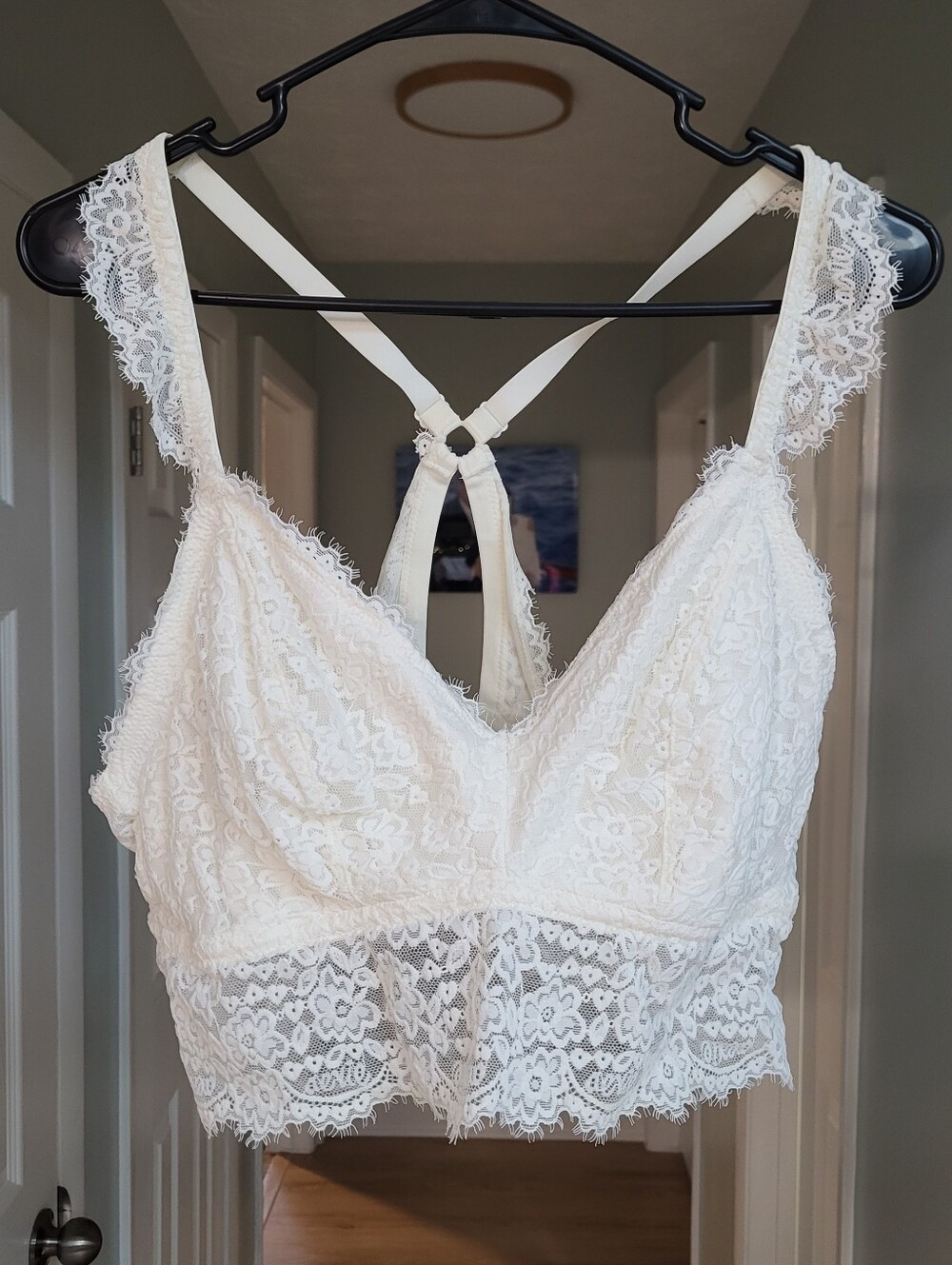 aerie White Lace Bralette Eyelash Lace XL